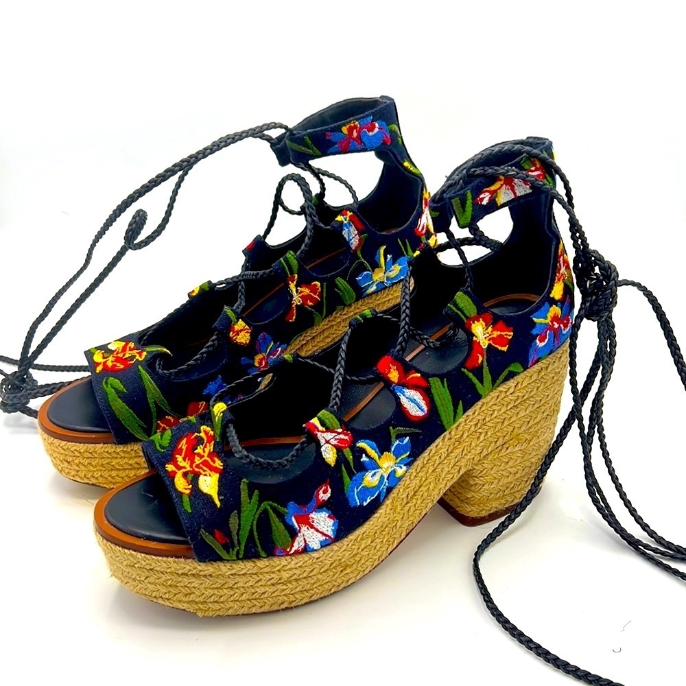 Tory Burch Positano lace up platform Espadrille - Picture 4 of 8